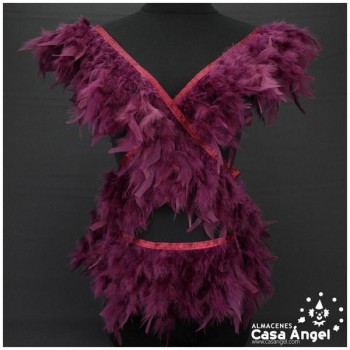 FLECO DE PLUMAS BURDEOS DE PAVO CON PUNTA TAJADA 12cm