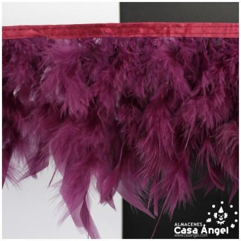FLECO DE PLUMAS BURDEOS DE PAVO CON PUNTA TAJADA 12cm