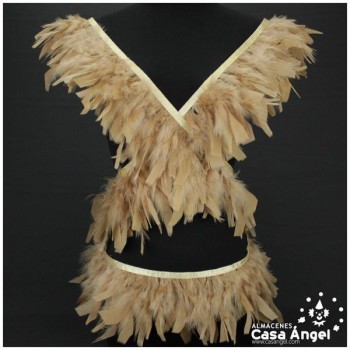 FLECO DE PLUMAS BEIGE DE PAVO CON PUNTA TAJADA 12cm