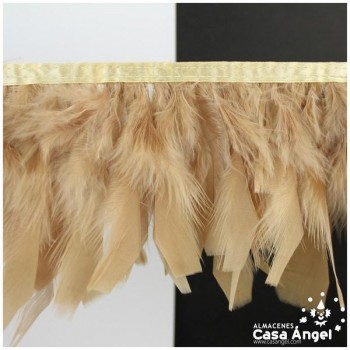 FLECO DE PLUMAS BEIGE DE PAVO CON PUNTA TAJADA 12cm