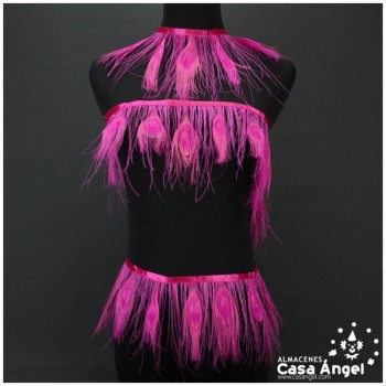 FLECO DE PLUMAS DE PAVO REAL FUCSIA 15cm