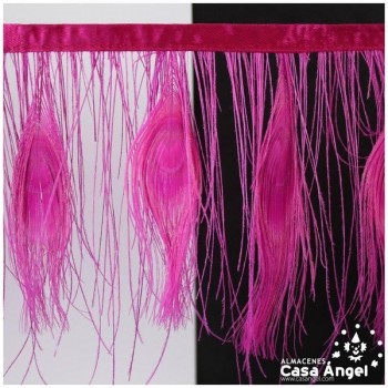 FLECO DE PLUMAS DE PAVO REAL FUCSIA 15cm