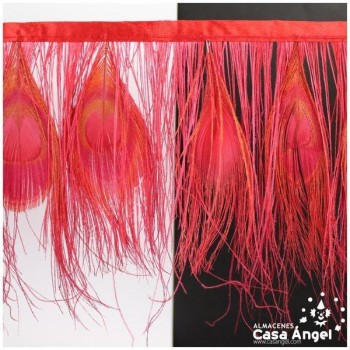 FLECO DE PLUMAS DE PAVO REAL ROJO 15cm