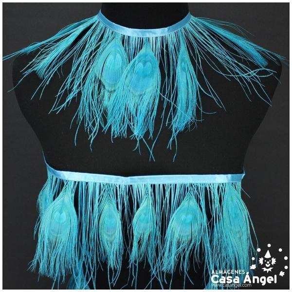 FLECO DE PLUMAS DE PAVO REAL TURQUESA 15cm