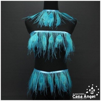 FLECO DE PLUMAS DE PAVO REAL TURQUESA 15cm