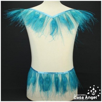 FLECO DE PLUMAS DE PAVO REAL TURQUESA 15cm