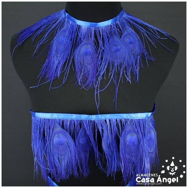 FLECO DE PLUMAS DE PAVO REAL AZUL 15cm