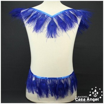 FLECO DE PLUMAS DE PAVO REAL AZUL 15cm