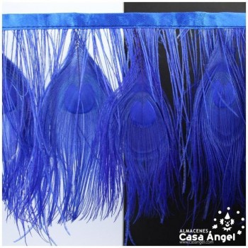 FLECO DE PLUMAS DE PAVO REAL AZUL 15cm