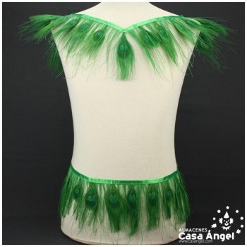 FLECO DE PLUMAS DE PAVO REAL VERDE 15cm