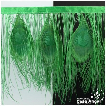 FLECO DE PLUMAS DE PAVO REAL VERDE 15cm