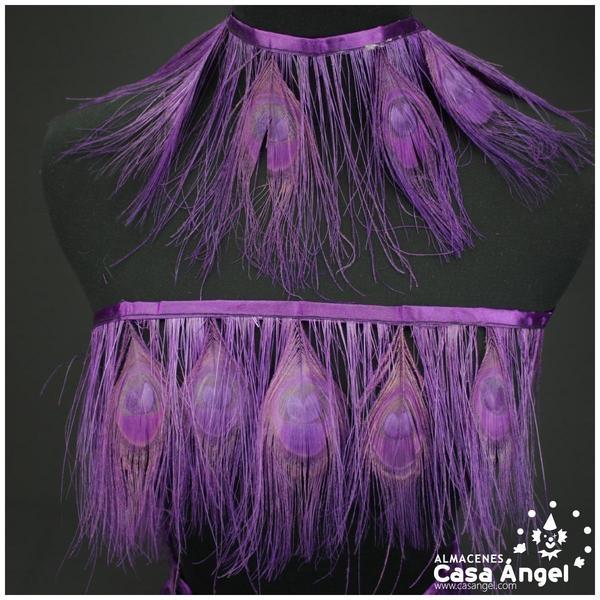 FLECO DE PLUMAS DE PAVO REAL MORADO 15cm