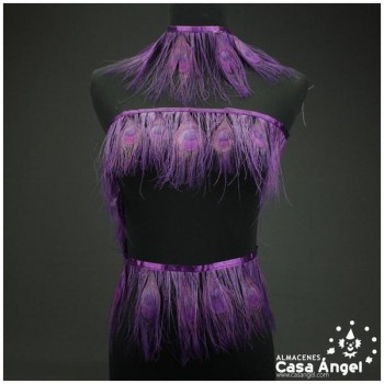 FLECO DE PLUMAS DE PAVO REAL MORADO 15cm