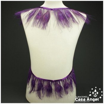 FLECO DE PLUMAS DE PAVO REAL MORADO 15cm