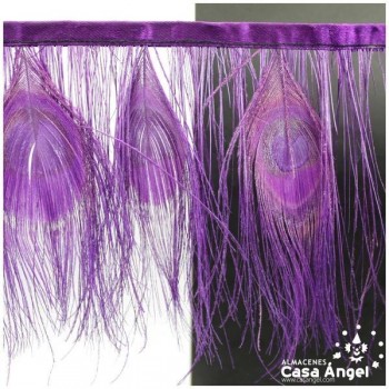 FLECO DE PLUMAS DE PAVO REAL MORADO 15cm