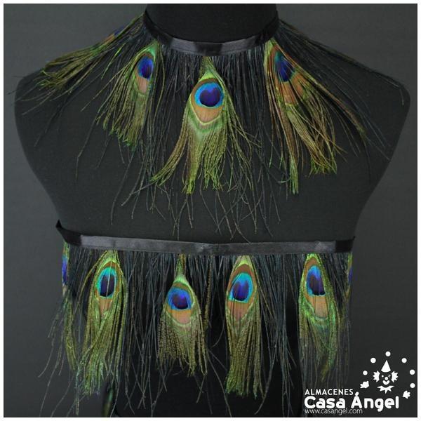 FLECO DE PLUMAS DE PAVO REAL AL NATURAL 15cm