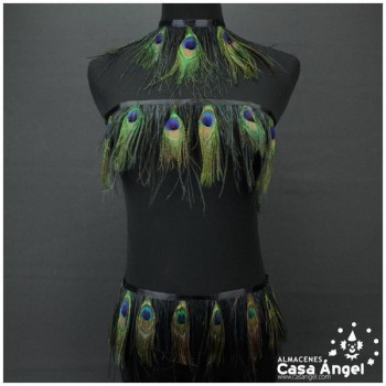 FLECO DE PLUMAS DE PAVO REAL AL NATURAL 15cm