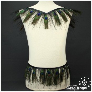 FLECO DE PLUMAS DE PAVO REAL AL NATURAL 15cm