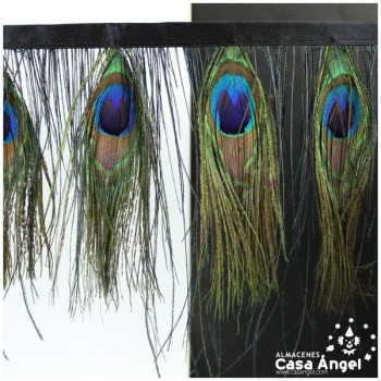 FLECO DE PLUMAS DE PAVO REAL AL NATURAL 15cm
