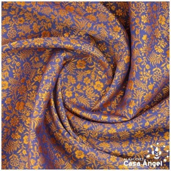 JACQUARD DE FLORES AZUL Y NARANJA SERIE RUZAFA 280cm