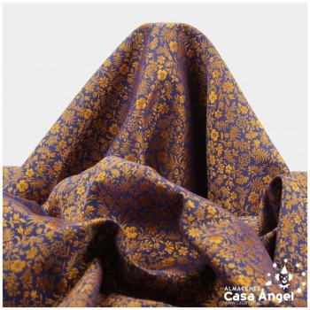 JACQUARD DE FLORES AZUL Y NARANJA SERIE RUZAFA 280cm