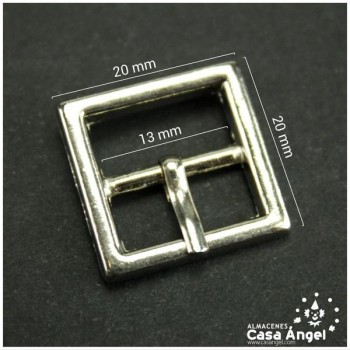 HEBILLA METÁLICA CUADRADA PLATEADA 20x20mm BOLSA 2uds