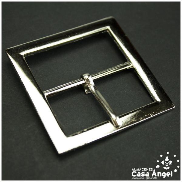 HEBILLA METÁLICA CUADRADA PLATEADA 53x53mm