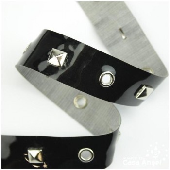 CINTA DE CHAROL CON TACHAS Y OLLAOS 25mm