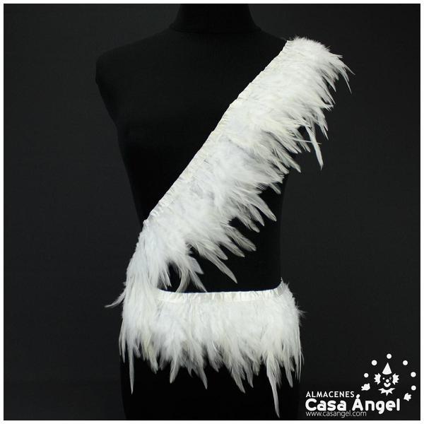 FLECO DE PLUMAS DE GALLO TINTADAS BLANCO 16cm