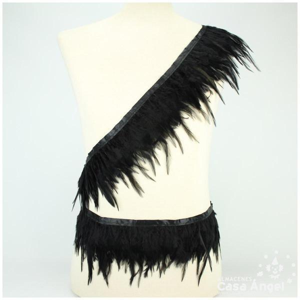 FLECO DE PLUMAS DE GALLO TINTADAS NEGRO 16cm