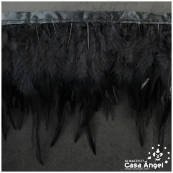FLECO DE PLUMAS DE GALLO TINTADAS NEGRO 16cm