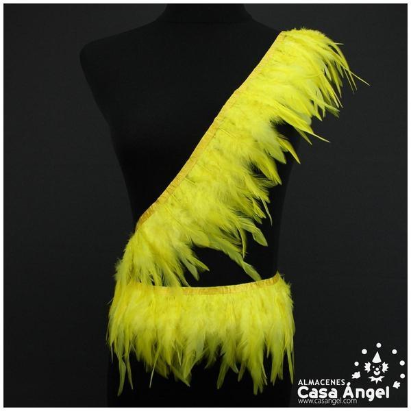 FLECO DE PLUMAS DE GALLO TINTADAS AMARILLO 16cm