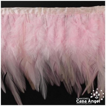 FLECO DE PLUMAS DE GALLO TINTADAS ROSA BEBÉ 16cm