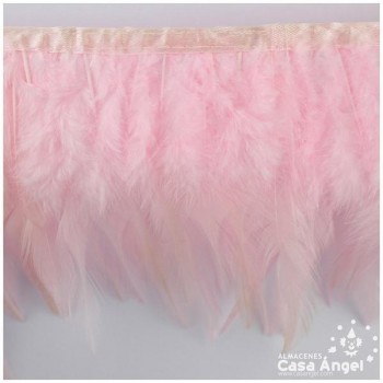 FLECO DE PLUMAS DE GALLO TINTADAS ROSA BEBÉ 16cm