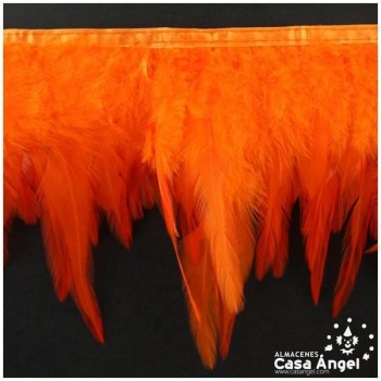 FLECO DE PLUMAS DE GALLO TINTADAS NARANJA 16cm