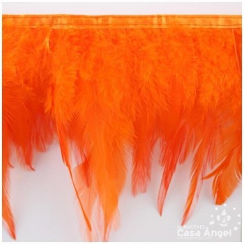 FLECO DE PLUMAS DE GALLO TINTADAS NARANJA 16cm