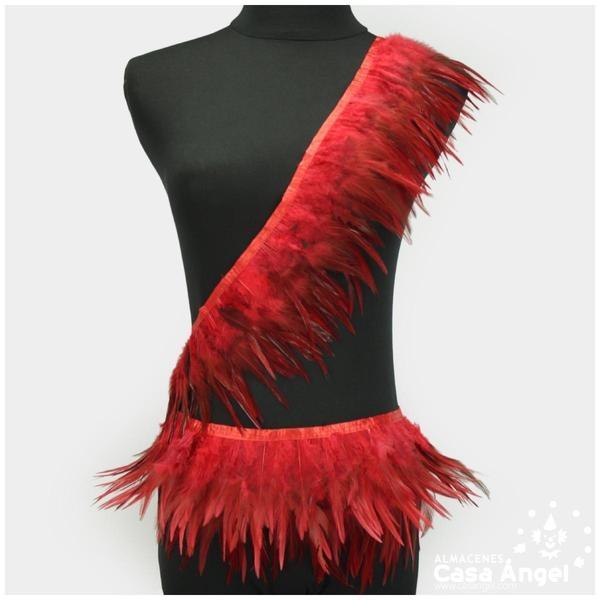 FLECO DE PLUMAS DE GALLO TINTADAS ROJO 16cm