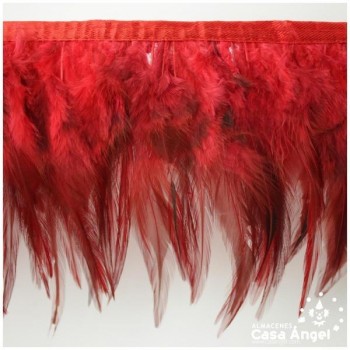 FLECO DE PLUMAS DE GALLO TINTADAS ROJO 16cm