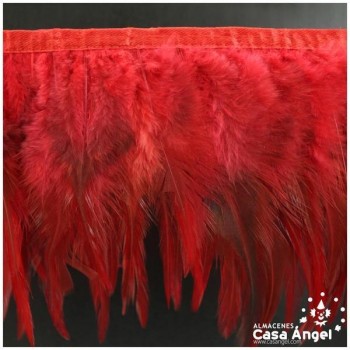FLECO DE PLUMAS DE GALLO TINTADAS ROJO 16cm