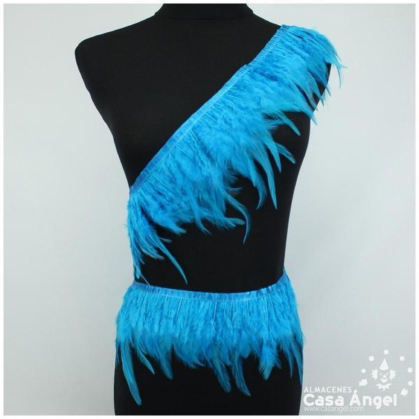 FLECO DE PLUMAS DE GALLO TINTADAS TURQUESA 16cm