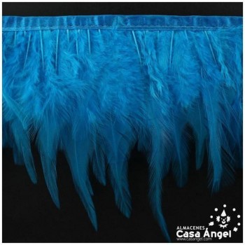 FLECO DE PLUMAS DE GALLO TINTADAS TURQUESA 16cm