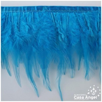 FLECO DE PLUMAS DE GALLO TINTADAS TURQUESA 16cm