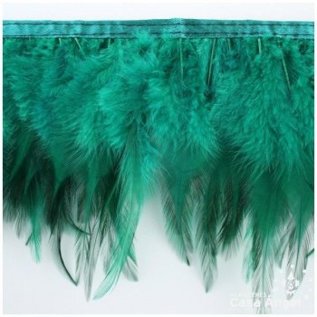 FLECO DE PLUMAS DE GALLO TINTADAS VERDE BOTELLA 16cm