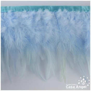 FLECO DE PLUMAS DE GALLO TINTADAS CELESTE 16cm