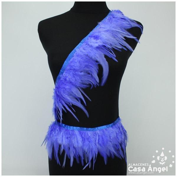 FLECO DE PLUMAS DE GALLO TINTADAS COBALTO 16cm