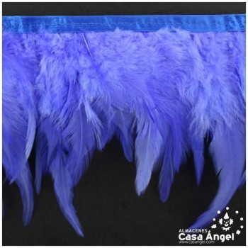 FLECO DE PLUMAS DE GALLO TINTADAS COBALTO 16cm