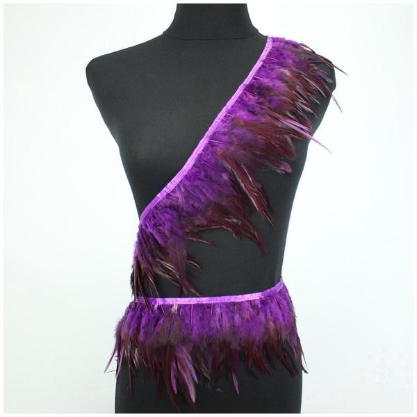 FLECO DE PLUMAS DE GALLO TINTADAS BERENJENA 16cm