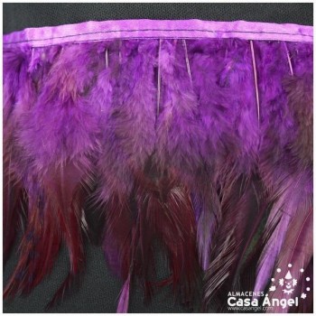FLECO DE PLUMAS DE GALLO TINTADAS BERENJENA 16cm