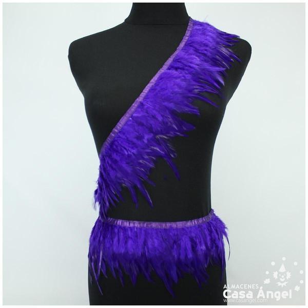 FLECO DE PLUMAS DE GALLO TINTADAS MORADO 16cm
