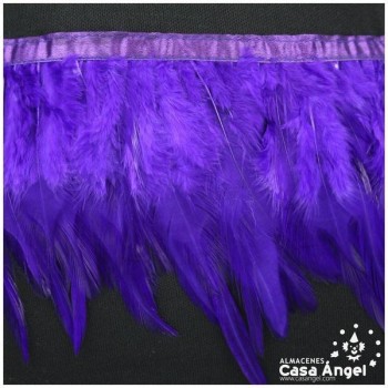 FLECO DE PLUMAS DE GALLO TINTADAS MORADO 16cm